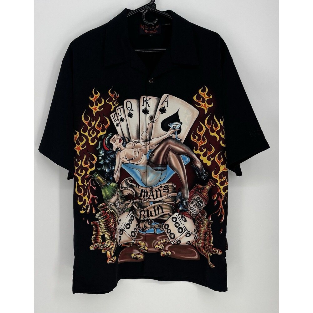 Rare Vtg Y2K NSIXX Dragonfly Nikki Sixx Motley Crue Man’s Ruin Smut Shirt L NWOT